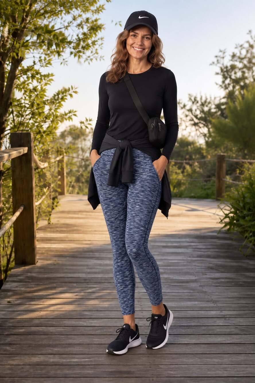 J.Crew Active Leggings Size M Blue Space Dye Yoga Pants Pockets